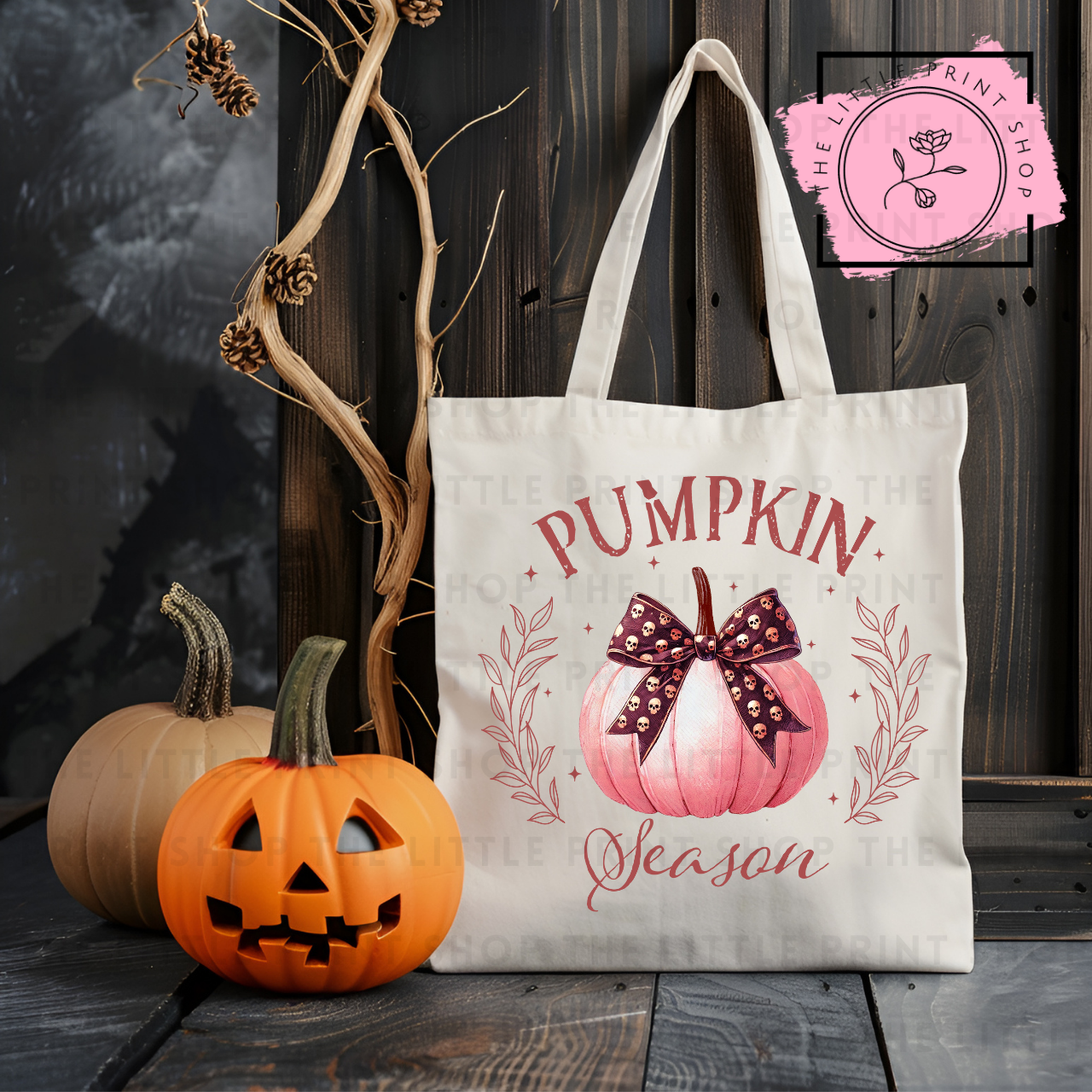 Pink Pumpkin - Tote Bag DTF Transfer