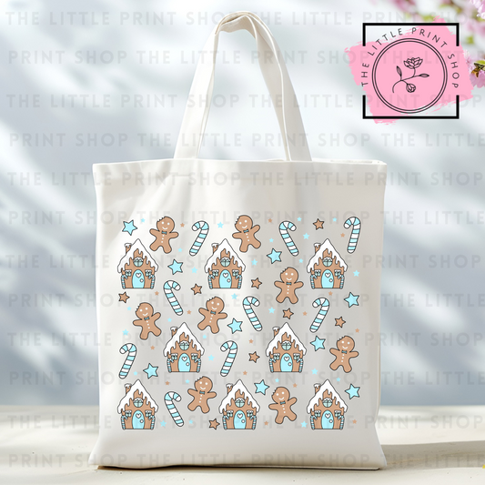 Blue Houses - Tote Bag DTF Transfer