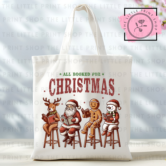 Booked For Christmas - Tote Bag DTF Transfer