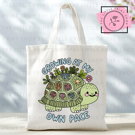 Growing At Own Pace - Tote Bag DTF Transfer