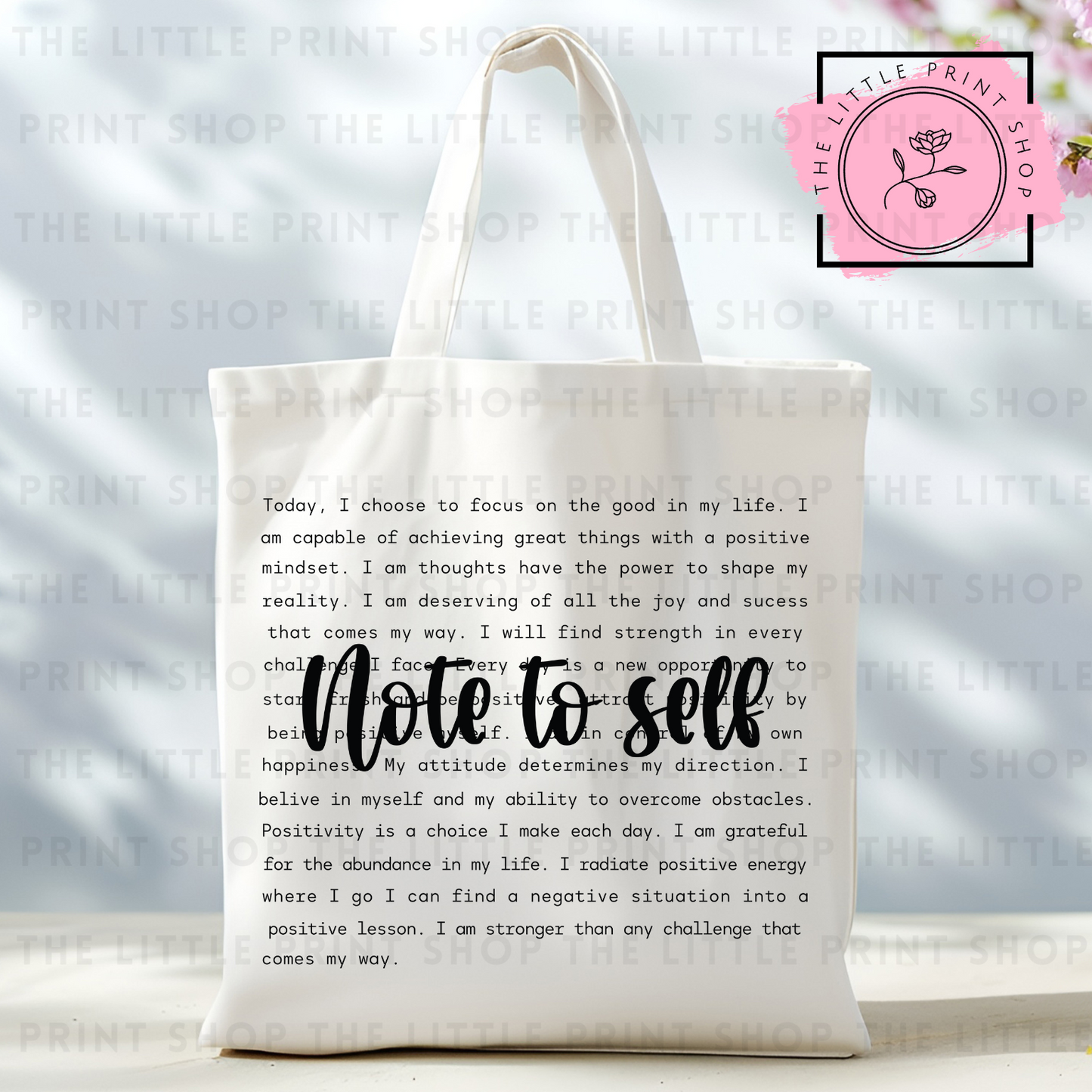Note to Self - Tote Bag DTF Transfer
