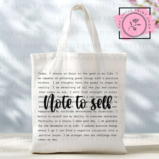 Note to Self - Tote Bag DTF Transfer