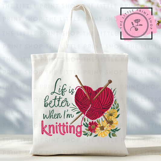 Knitting - Tote Bag DTF Transfer