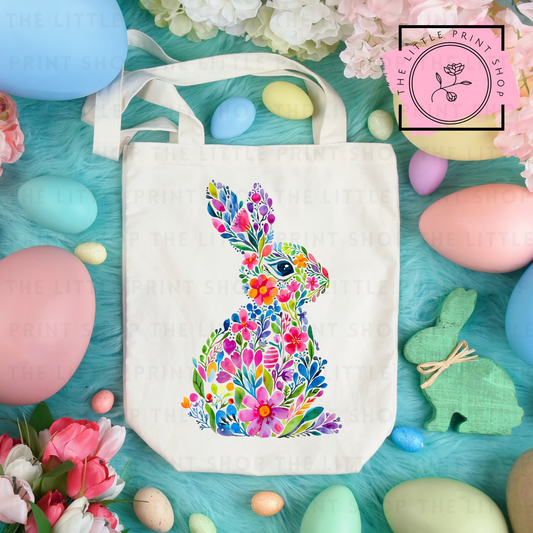 Floral Bunny - Tote Bag DTF Transfer