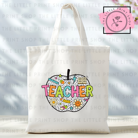 Teacher Apple - Tote Bag DTF Transfer