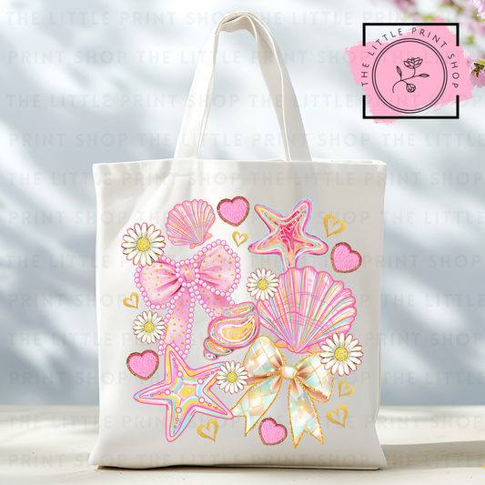 Pink Shells - Tote Bag DTF Transfer