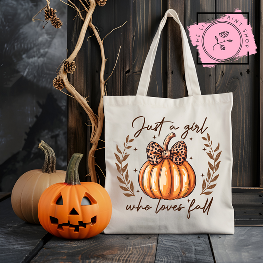 Just A Girl Who Loves Fall - Tote Bag DTF Transfer