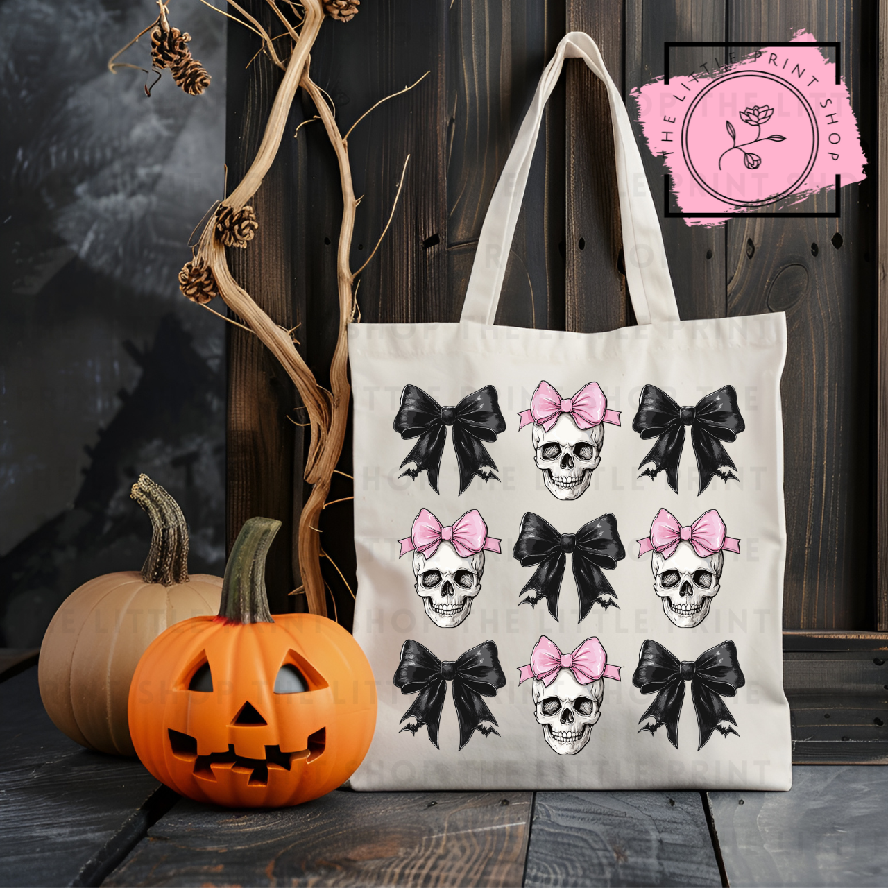 Skulls & Bows - Tote Bag DTF Transfer
