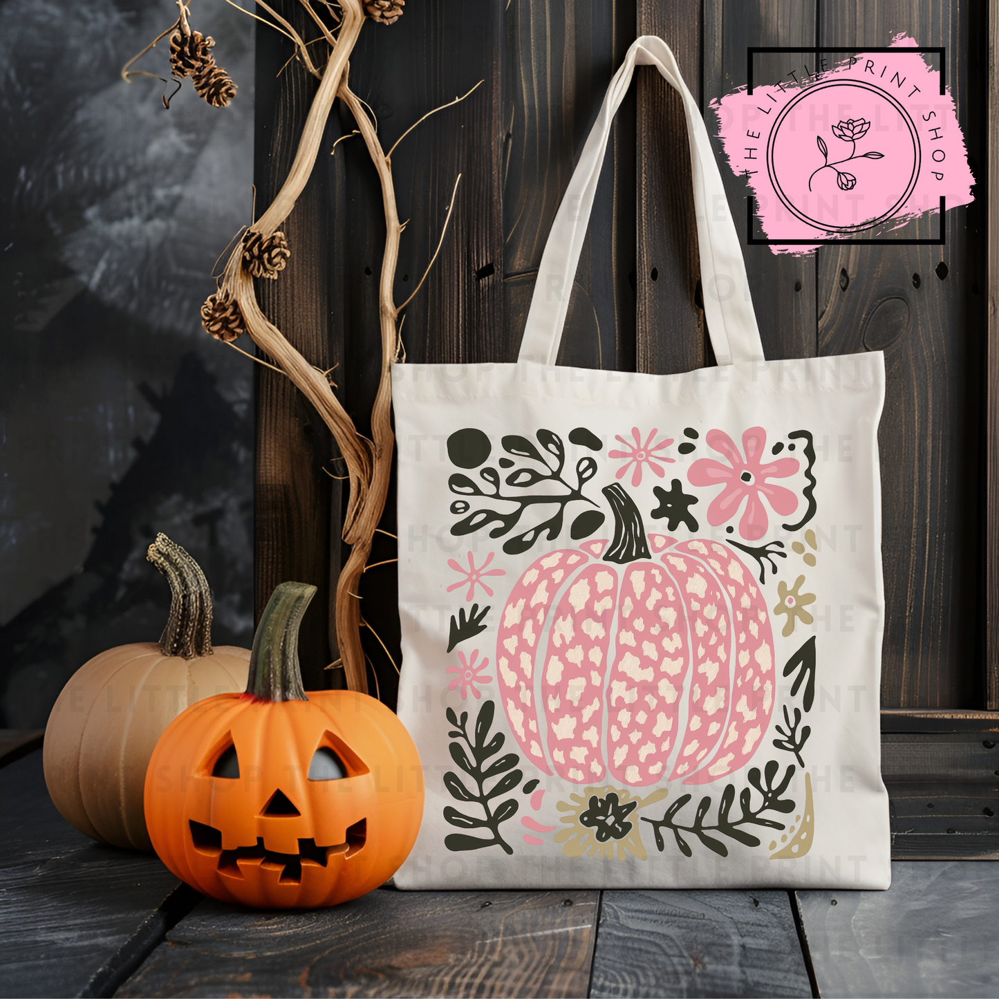 Patterned Pumpkin - Tote Bag DTF Transfer