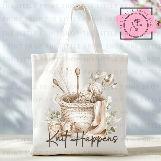 Knit Happens - Tote Bag DTF Transfer