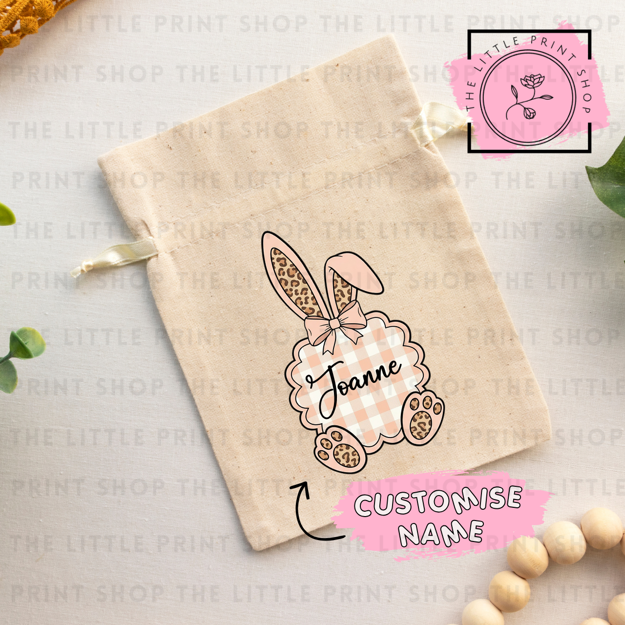 Easter Ears - Peach Custom Text - DTF Transfer