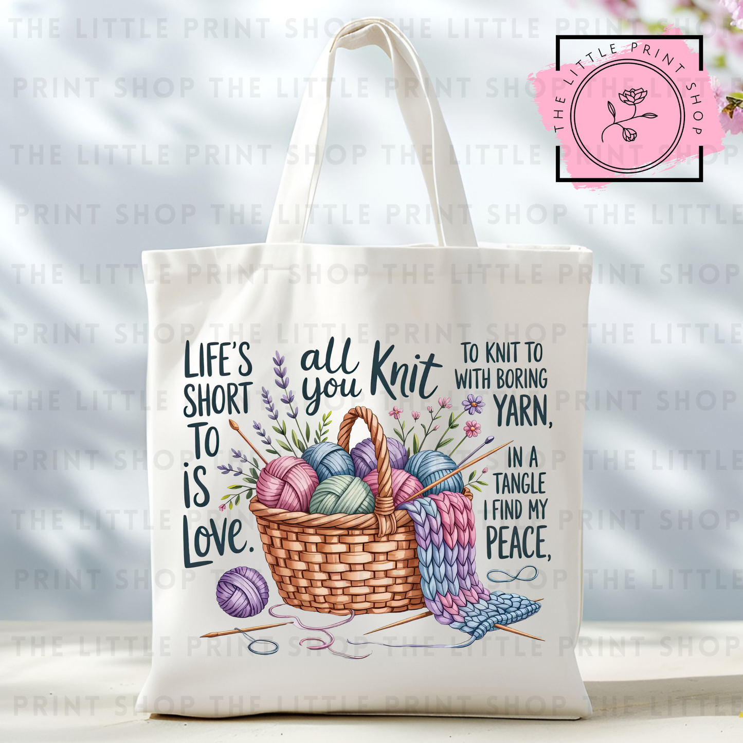 Knitting Basket - Tote Bag DTF Transfer