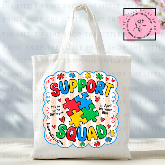 Support Squad - Tote Bag DTF Transfer