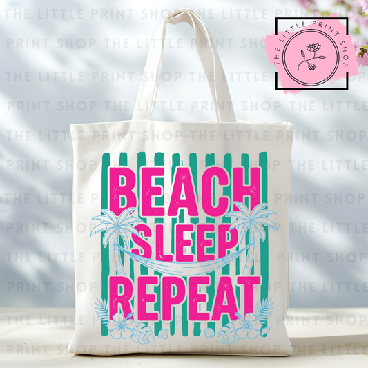 Beach Sleep Repeat - Tote Bag DTF Transfer