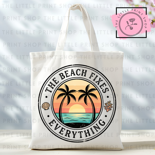 Beach Fixes Everything - Tote Bag DTF Transfer