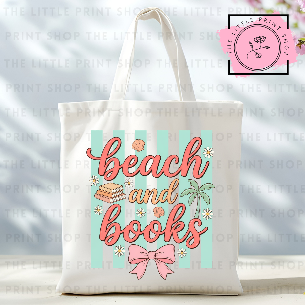 Beach & Books - Tote Bag DTF Transfer