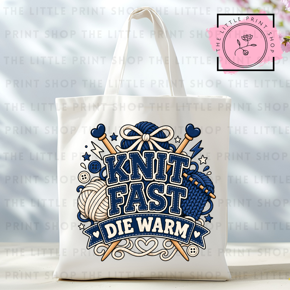 Knit Fast Die Warm - Tote Bag DTF Transfer