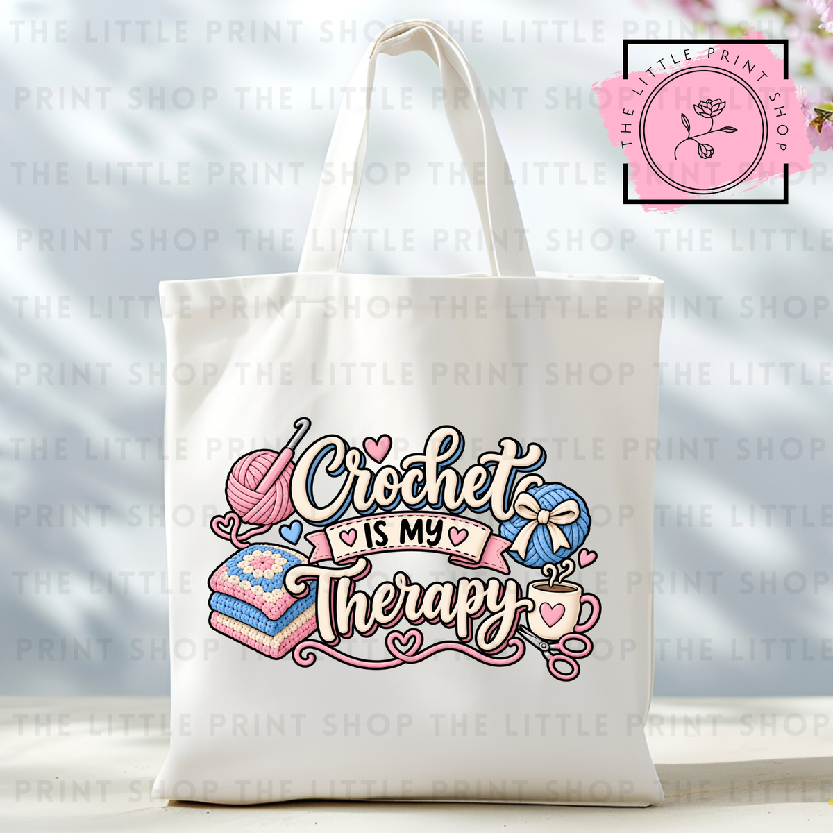 Crochet Is My Therapy - Tote Bag DTF Transfer