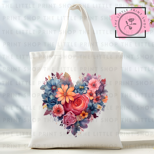 Flower Heart - Tote Bag DTF Transfer
