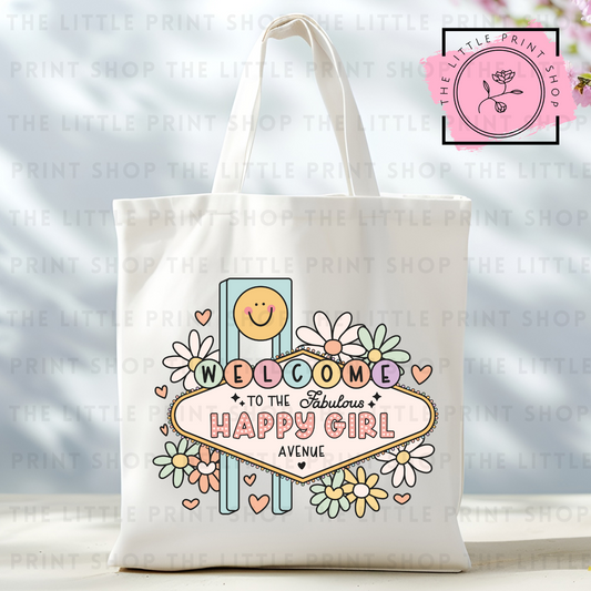 Happy Girl Av. - Tote Bag DTF Transfer
