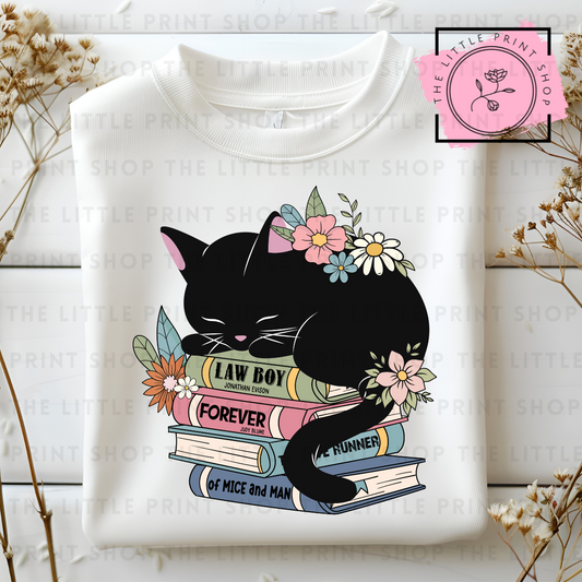 Cat Books - DTF Transfer Decal