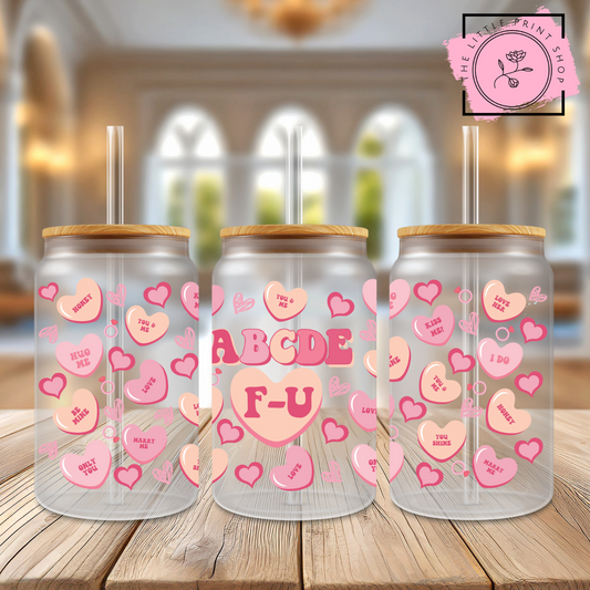 ABCD - 16oz Libbey Glass Printed UV DTF Wrap