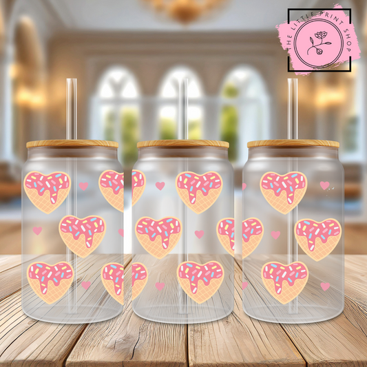 Waffle Heart - 16oz Libbey Glass Printed UV DTF Wrap