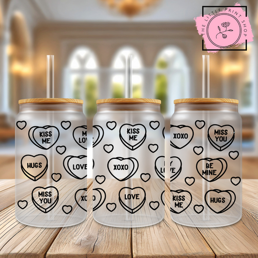 XOXO - 16oz Libbey Glass Printed UV DTF Wrap