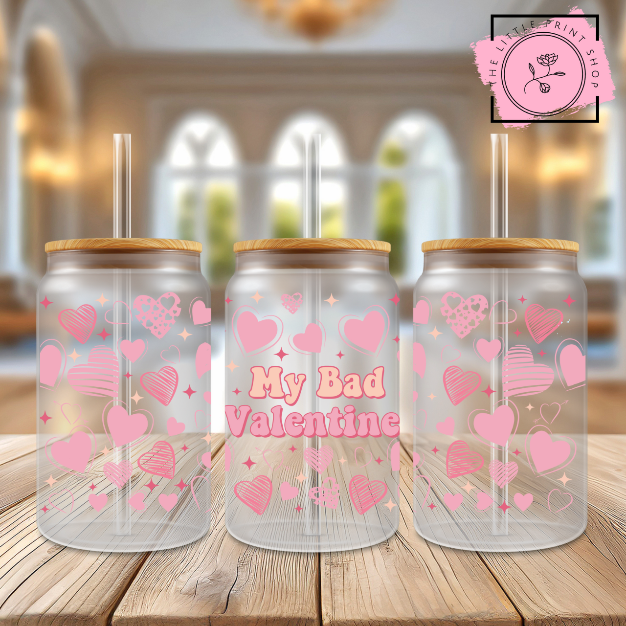 My Bad Valentine - 16oz Libbey Glass Printed UV DTF Wrap