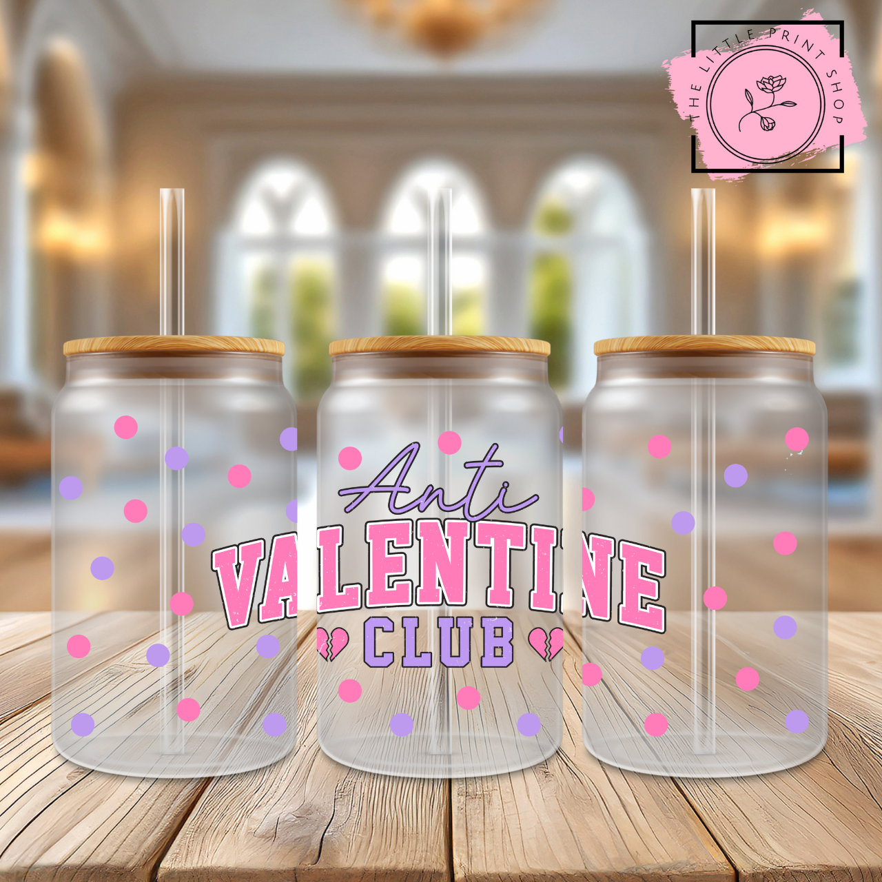 Anti Valentine Club - 16oz Libbey Glass Printed UV DTF Wrap