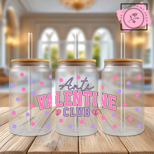 Anti Valentine Club - 16oz Libbey Glass Printed UV DTF Wrap