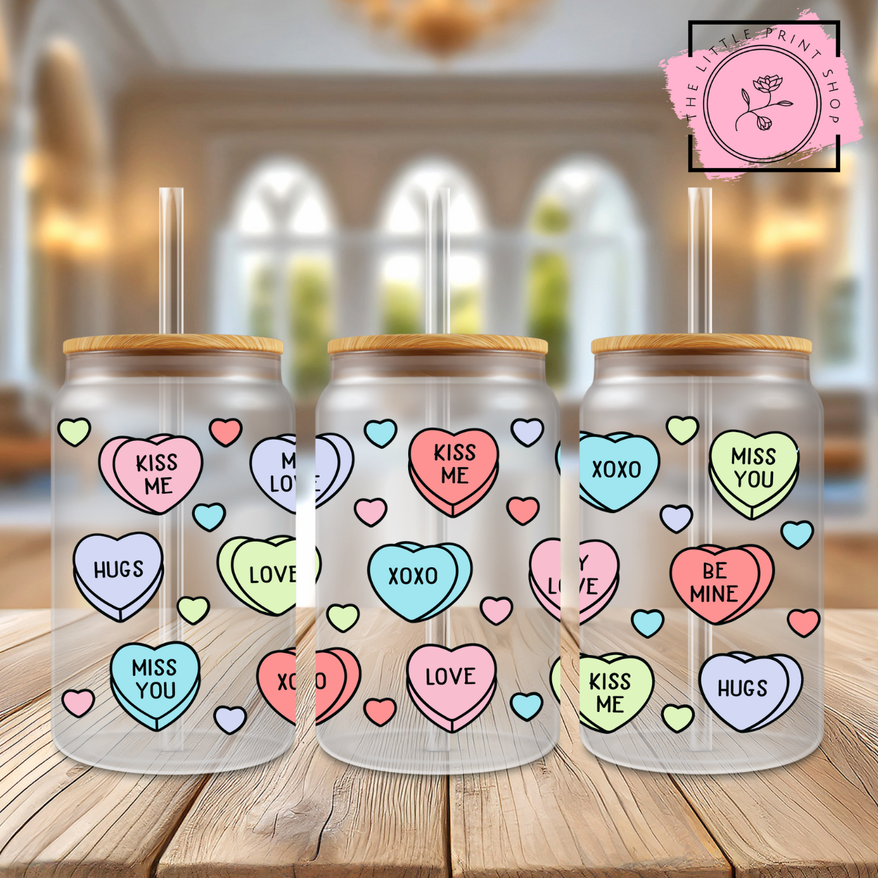 Love Candy - 16oz Libbey Glass Printed UV DTF Wrap