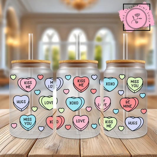 Love Candy - 16oz Libbey Glass Printed UV DTF Wrap