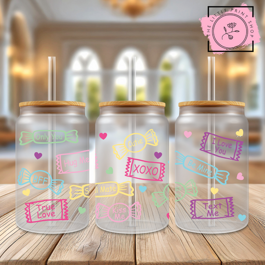 Candy Love - 16oz Libbey Glass Printed UV DTF Wrap
