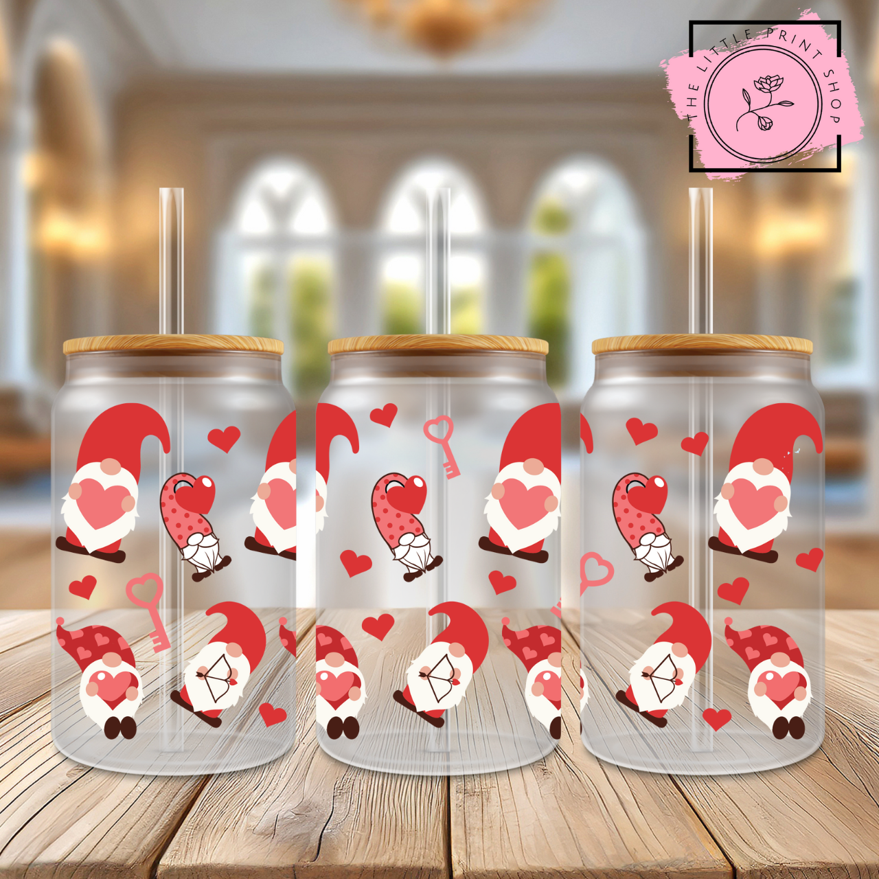Love Gnomes - 16oz Libbey Glass Printed UV DTF Wrap