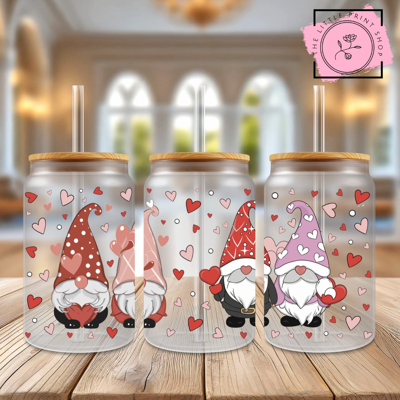 Gonk Love Pairs - 16oz Libbey Glass Printed UV DTF Wrap