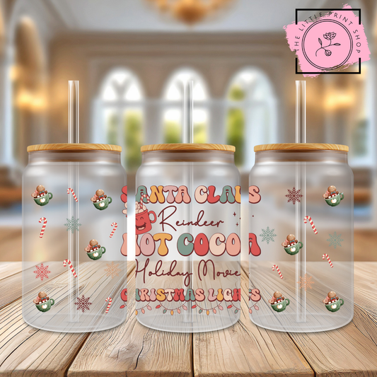 Hot Cocoa Christmas - 16oz Libbey Glass Printed UV DTF Wrap