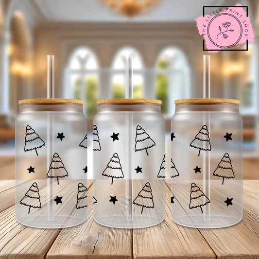 Tree Outline - 16oz Libbey Glass Printed UV DTF Wrap