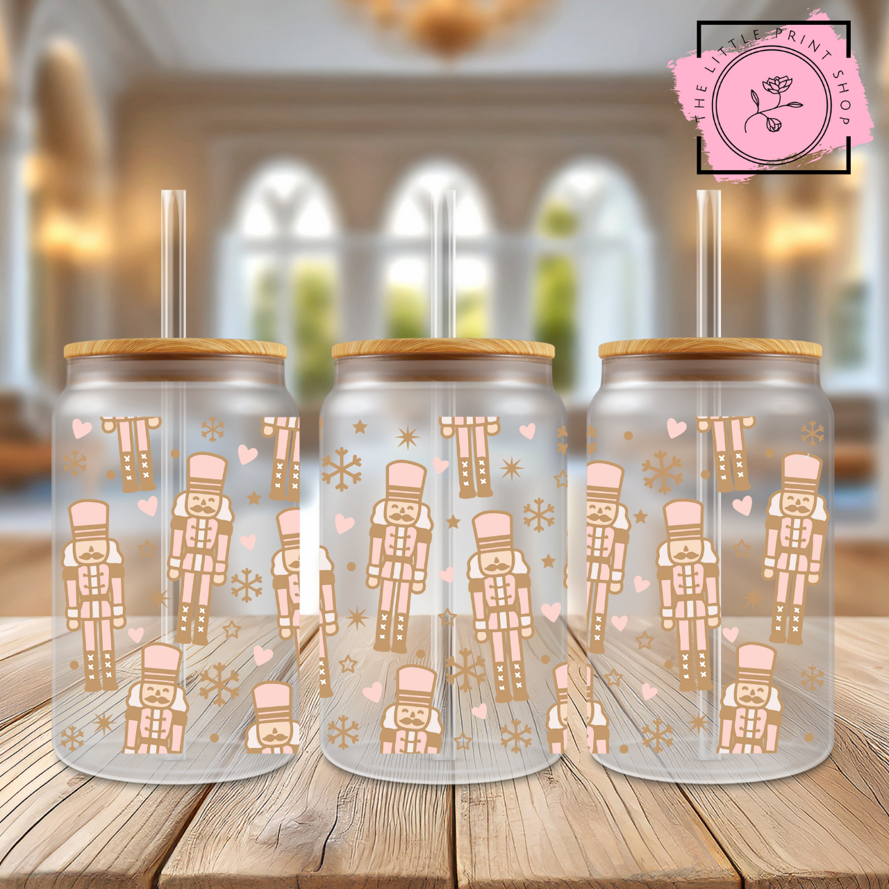 Pastel Nutcracker - 16oz Libbey Glass Printed UV DTF Wrap
