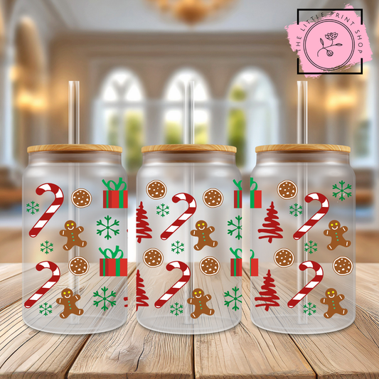 Christmas Mix - 16oz Libbey Glass Printed UV DTF Wrap