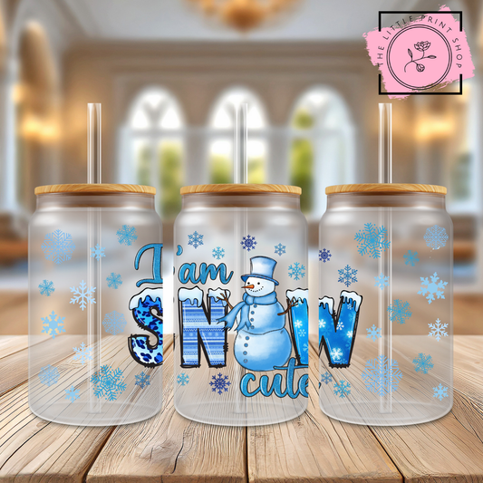 Snow Cute - 16oz Libbey Glass Printed UV DTF Wrap
