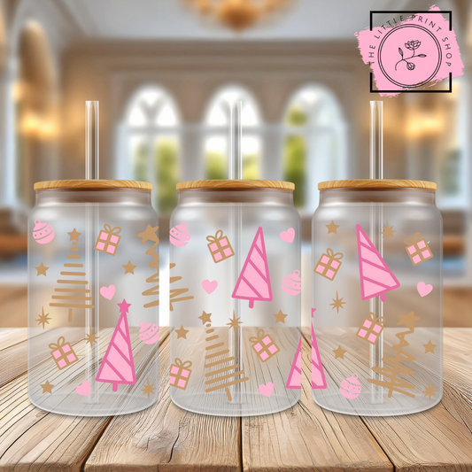 Pastel Trees - 16oz Libbey Glass Printed UV DTF Wrap