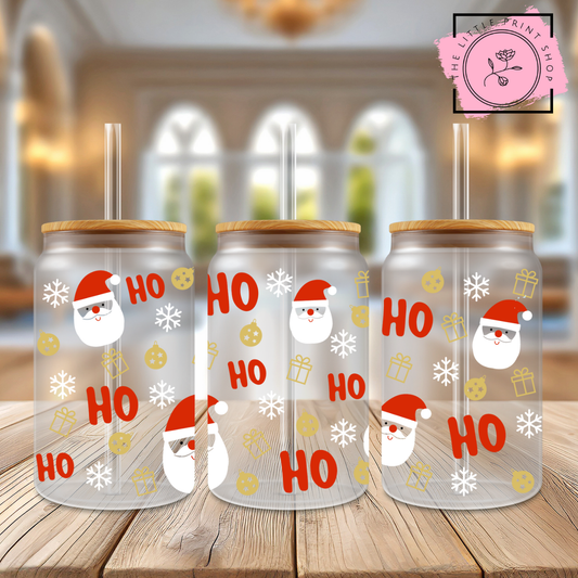 Ho Ho Ho - 16oz Libbey Glass Printed UV DTF Wrap
