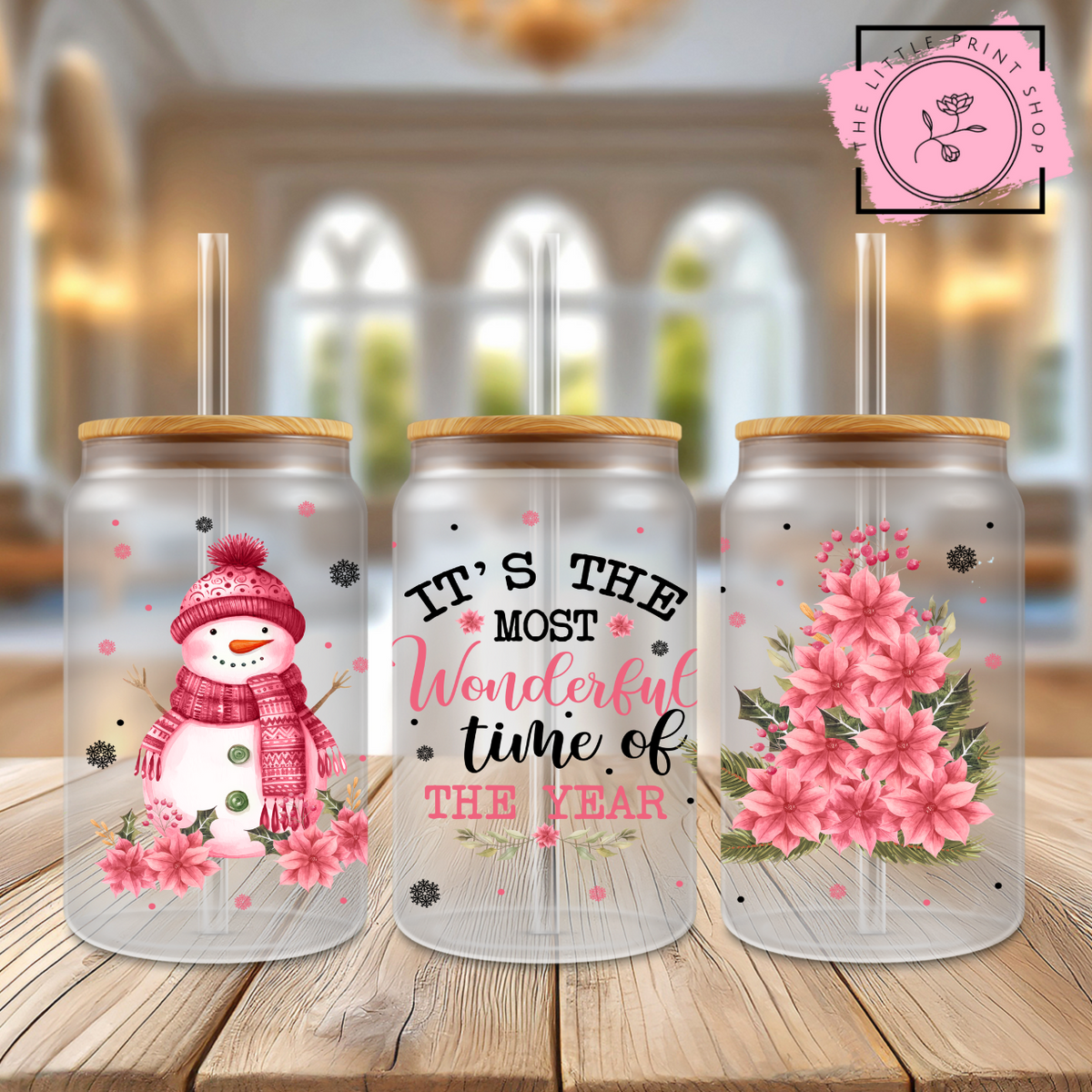 Wonderful Time - 16oz Libbey Glass Printed UV DTF Wrap