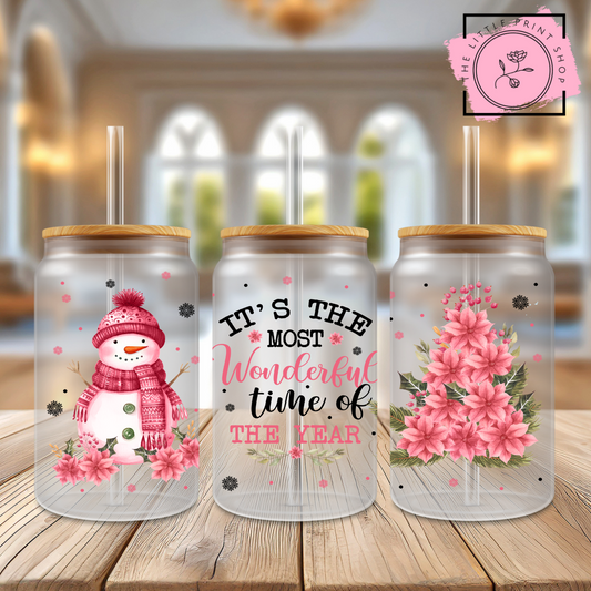 Wonderful Time - 16oz Libbey Glass Printed UV DTF Wrap
