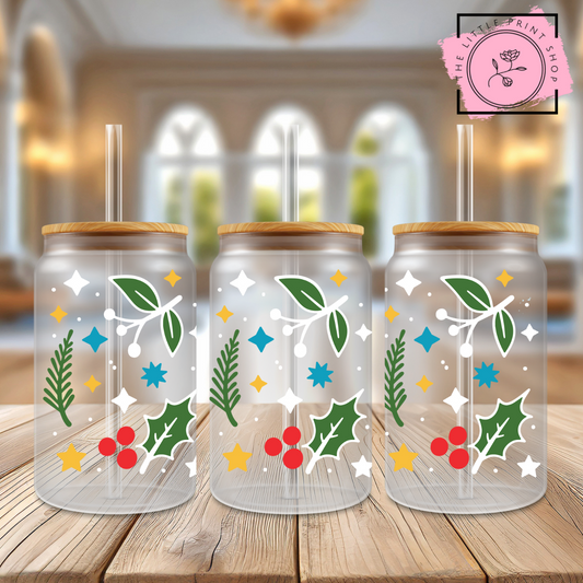 Holly - 16oz Libbey Glass Printed UV DTF Wrap