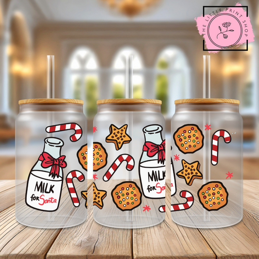 Milk & Cookies - 16oz Libbey Glass Printed UV DTF Wrap