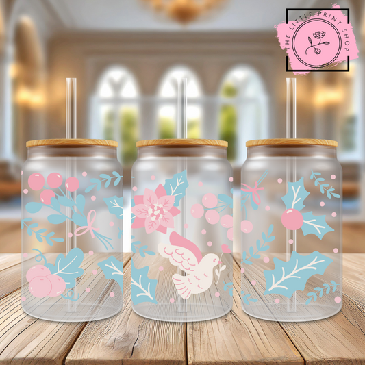 Pretty Leaves - 16oz Libbey Glass Printed UV DTF Wrap