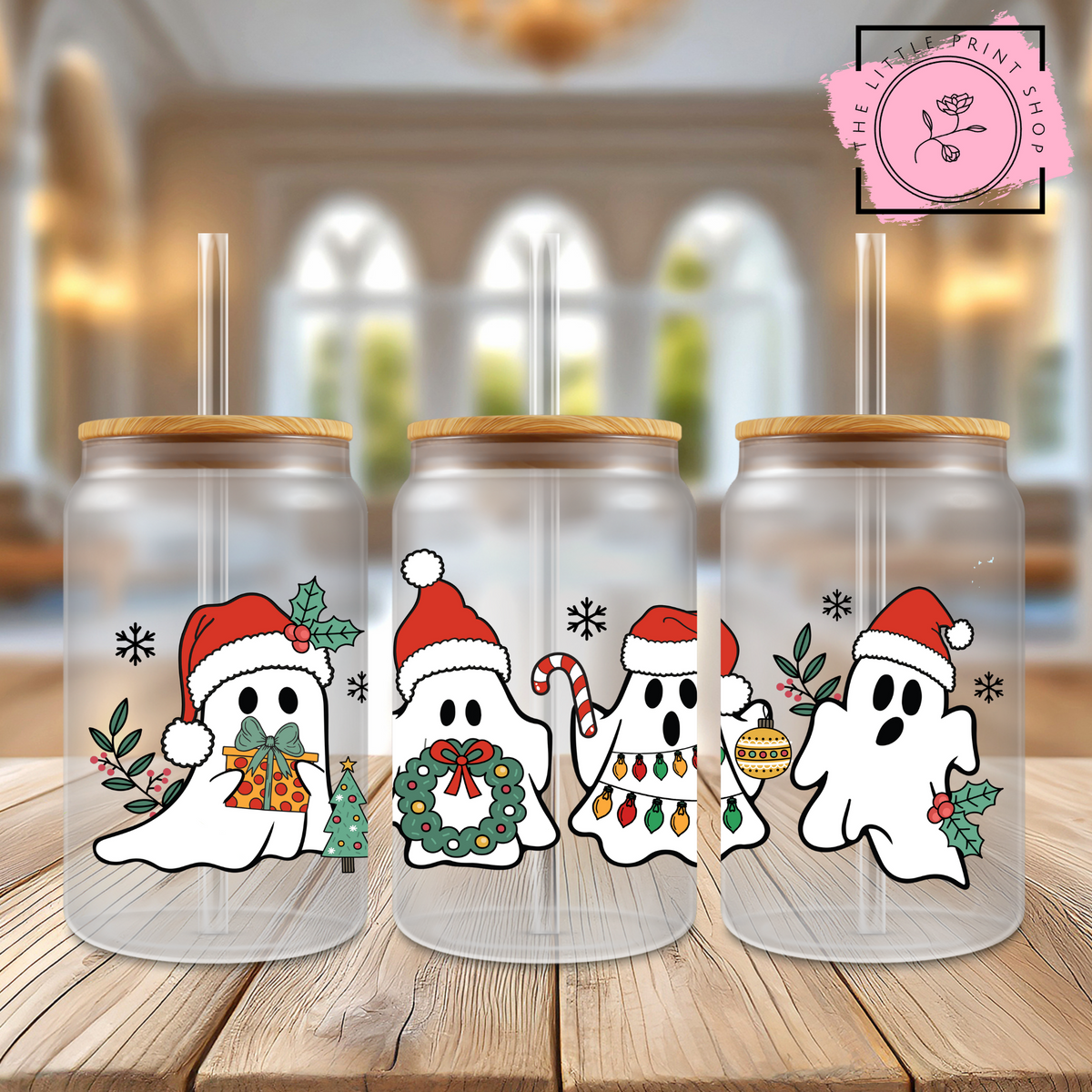 Ghosts - 16oz Libbey Glass Printed UV DTF Wrap