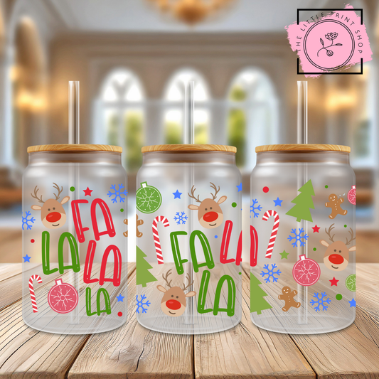 Fa La La  - 16oz Libbey Glass Printed UV DTF Wrap